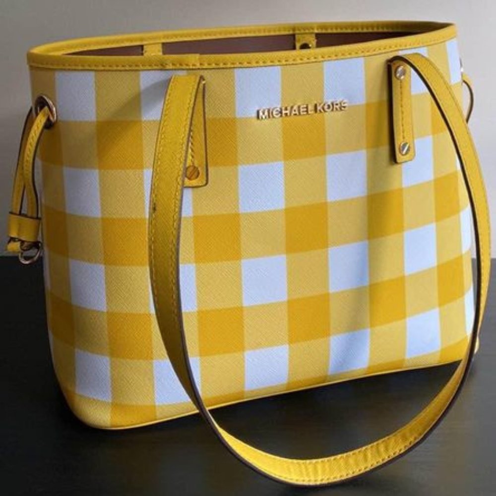 Michael Kors Yellow Plaid/Gingham Tote